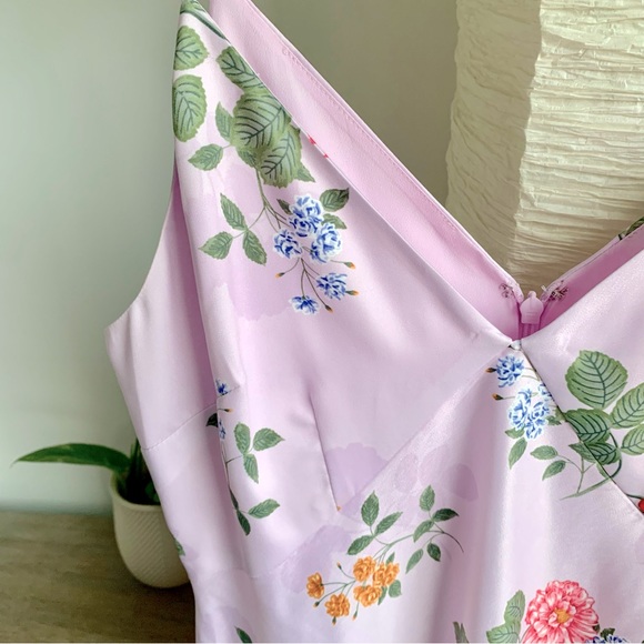 KEEPSAKE THE LABEL - Lilac Floral Long Pencil Slip Dress - Size Medium - Picture 4 of 10